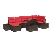 vidaXL Ensemble de canapé de Jardin 8 pc Marron polyrotin | Change facilement pour s'adapter à ton espace, Fait avec du rattan naturel résistant aux intempéries, Coussins d'extérieur
