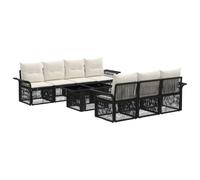 vidaXL Ensemble de canapé de Jardin 8 pc Noir et Blanc crème polyrotin