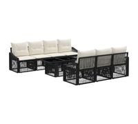 vidaXL Ensemble de canapé de Jardin 8 pc Noir et Blanc crème polyrotin