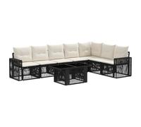vidaXL Ensemble de canapé de Jardin 8 pc Noir et Blanc crème polyrotin