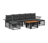 vidaXL Ensemble de canapé de Jardin 8 pc Noir et Gris foncé polyrotin