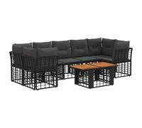 vidaXL Ensemble de canapé de Jardin 8 pc Noir et Gris foncé polyrotin