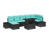 vidaXL Ensemble de canapé de Jardin 8 pc Noir polyrotin