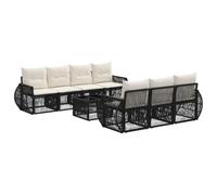 vidaXL Ensemble de canapé de Jardin 8 pc Noir polyrotin