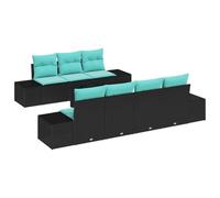 vidaXL Ensemble de canapé de Jardin 8 pc Noir polyrotin | Change-le selon ton espace, Parfait pour dehors, Super pratique sur un sol pas plat