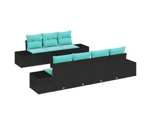 vidaXL Ensemble de canapé de Jardin 8 pc Noir polyrotin | Change-le selon ton espace, Parfait pour dehors, Super pratique sur un sol pas plat