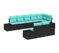 vidaXL Ensemble de canapé de Jardin 8 pc Noir polyrotin | Configurations flexibles pour tous tes besoins en sièges, Fait en rattan robuste et stylé, Ajuste la hauteur pour plus de