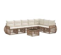 vidaXL Ensemble de canapé de Jardin 8 pcs Beige et Blanc crème, Sofa de Jardin Moderne, résistant aux intempéries, Module, idéal pour la détente en Plein air, Ensemble arrière-Cour