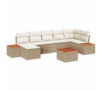 Ensemble de canapé de jardin 8 pièces avec coussins en rotin poly beige 3356806