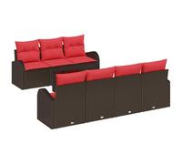 vidaXL Ensemble de canapé de Jardin 8 pcs Beige et Rouge polyrotin, Jardin et terrasse, Ensemble de Salon modulaire Tendance, résistant aux UV, canapé d'extérieur Tout Temps