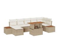vidaXL Ensemble de canapé de Jardin 8 pcs Beige Poly rotin, Canapé de Jardin et terrasse, rectangulaire, Moderne, modulable, Grand Rangement, Ensemble de Salle à Manger, Salon, Patio