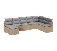vidaXL Ensemble de canapé de Jardin 8 pcs Beige Poly rotin, Canapé modulable léger pour Jardin et terrasse, matériaux résistants UV pour se détendre et Profiter du Patio