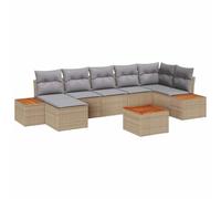vidaXL Ensemble de canapé de Jardin 8 pcs Beige Poly rotin, Canapé modulable pour Jardin et terrasse, Durable, Pieds Ajustables, idéal pour se détendre en extérieur