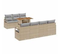 vidaXL Ensemble de canapé de Jardin 8 pcs Beige Poly rotin, Canapé modulaire Moderne pour Jardin, Ensemble Lounge Confortable, Rangement spacieux, Outdoor détente