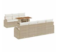 vidaXL Ensemble de canapé de Jardin 8 pcs Beige Poly rotin, Ensemble de canapé de Jardin modulable, rectangulaire, mobilier Moderne, Rangement généreux, Coin détente Estivale