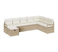vidaXL Canapé de Jardin 8 pièces avec Coussins Beige et Blanc crème, résistant aux UV. Mobilier modulable pour Patio, Balcon, Salon, terrasse, Coin Lounge, siège Contemporain.