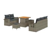 vidaXL Ensemble de canapé de Jardin 8 pcs Gris polyrotin, Mobilier de Jardin et terrasse, Ensemble Moderne en rotin, canapé Patio, Coin Lounge, détente al Fresco, Acacia