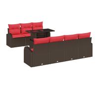 vidaXL Ensemble de canapé de Jardin 8 pcs Marron Poly rotin, Ensemble de canapés modulaires pour Jardin, mobilier d'extérieur, détente d'été, assises Confortables