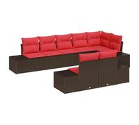 vidaXL Ensemble de canapé de Jardin 8 pcs Marron polyrotin, Canapé d'extérieur modulable, mobilier de Jardin et terrasse, Salon en rotin synthétique, idéal pour Le Printemps