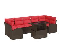 vidaXL Ensemble de canapé de Jardin 8 pcs Marron polyrotin, Canapé Modulaire Rectangulaire pour Jardin, Résistant aux UV, Assise Extérieure Confortable, Chaises Lounge