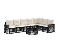vidaXL Ensemble de canapé de Jardin 8 pcs Noir et Blanc crème, Canapé de Jardin Moderne, résistant aux intempéries, Design modulable pour se détendre Dehors, sièges en rotin, Coussins en Mousse