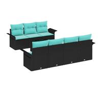 vidaXL Ensemble de canapé de Jardin 8 pcs Noir et Turquoise polyrotin, Canapé modulaire pour Jardin et terrasse, résistant au Temps, assises durables et Lounge Flexible
