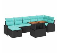 vidaXL Ensemble de canapé de Jardin 8 pcs Noir polyrotin, Ensemble de Meubles de Jardin, Moderne, Solide, modulaire, résistant aux UV, léger, idéal pour l'extérieur, Convertible