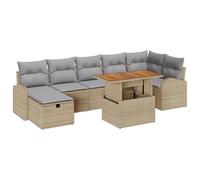 vidaXL Ensemble de canapé de Jardin 8 pièces avec Coussins Beige en Poly Rattan