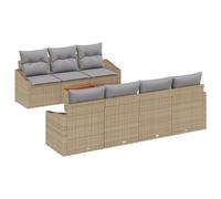 vidaXL Ensemble de canapé de Jardin 8 pièces avec Coussins Beige en Rattan Poly Acacia