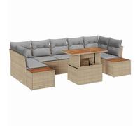 vidaXL Ensemble de canapé de Jardin 8 pièces avec Coussins Beige et Gris Clair en Poly rotin. C'est du mobilier modulable pour l'extérieur, avec Pieds réglables, idéal pour la terrasse ou Le Jardin.