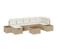 Vidaxl Ensemble De Canapé De Jardin 8 Pièces Avec Coussins Beige Poly Rattan Beige