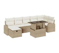 Vidaxl Ensemble De Canapé De Jardin 8 Pièces Avec Coussins Beige Poly Rotin Beige