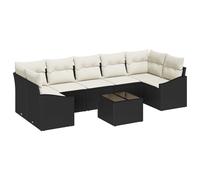 Vidaxl Ensemble De Canapé De Jardin 8 Pièces Avec Coussins En Poly Rattan Noir Noir