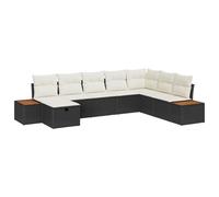 vidaXL Ensemble de canapé de Jardin 8 pièces avec Coussins en Rattan Poly Noir