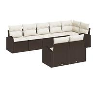 Vidaxl Ensemble De Canapé De Jardin 8 Pièces Avec Coussins En Rotin Marron Marron