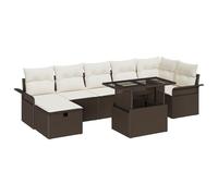 vidaXL Ensemble de canapé de Jardin 8 pièces avec Coussins en rotin Poly Marron