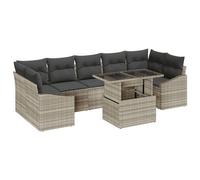 Vidaxl Ensemble De Canapé De Jardin 8 Pièces Avec Coussins Gris Clair En Poly Rotin Gris