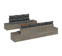 Vidaxl Ensemble De Canapé De Jardin 8 Pièces Avec Coussins Gris En Poly Rotin Et Acacia Gris