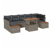 vidaXL Ensemble de canapé de Jardin 8 pièces avec Coussins Gris en rotin synthétique. Mobilier modulable Moderne, Parfait pour l'extérieur, avec des Pieds réglables pour la terrasse et Le Patio.
