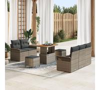 Vidaxl Ensemble De Canapé De Jardin 8 Pièces Avec Coussins Gris Poly Rattan Acacia, Vidaxl Canapé De Jardin 2 Places Avec Coussins Gris Poly Rattan, Vidaxl Ensemble De Dîner De Jardin 3 Pièces Avec Co