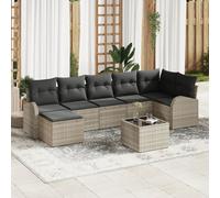 Vidaxl Ensemble De Canapé De Jardin 8 Pièces Avec Coussins Gris Rattan Poly, Vidaxl Canapé De Jardin 2 Places Avec Rangement Et Coussins Gris Clair Rattan Poly