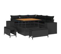 vidaXL Ensemble de Canapé de Jardin 8 Pièces avec Coussins Noir