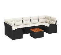 Vidaxl Ensemble De Canapé De Jardin 8 Pièces Avec Coussins Noir Poly Rattan Acacia