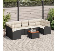 Vidaxl Ensemble De Canapé De Jardin 8 Pièces Avec Coussins Noir Poly Rattan Acacia Noir
