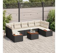 Vidaxl Ensemble De Canapé De Jardin 8 Pièces Avec Coussins Noir Poly Rattan Acacia Noir
