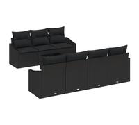 Vidaxl Ensemble De Canapé De Jardin 8 Pièces Avec Coussins Noir Poly Rattan Noir