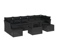 Vidaxl Ensemble De Canapé De Jardin 8 Pièces Avec Coussins Noir Poly Rattan Noir