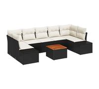 Vidaxl Ensemble De Canapé De Jardin 8 Pièces Avec Coussins Noir Poly Rotin Acacia Noir