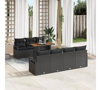 Vidaxl Ensemble De Canapé De Jardin 8 Pièces Avec Coussins Noir Rattan Poly, Vidaxl Canapé De Jardin 2 Places Avec Rangement & Coussins Noir Rattan Poly