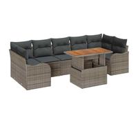 vidaXL Ensemble de Canapé de Jardin 8 pièces avec Oreillers Gris Rattan Poly